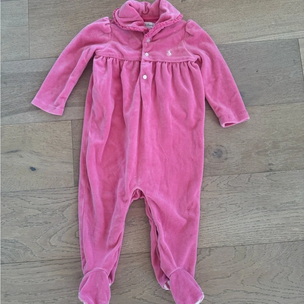 Ralph Lauren Pink Velour Kids Footie